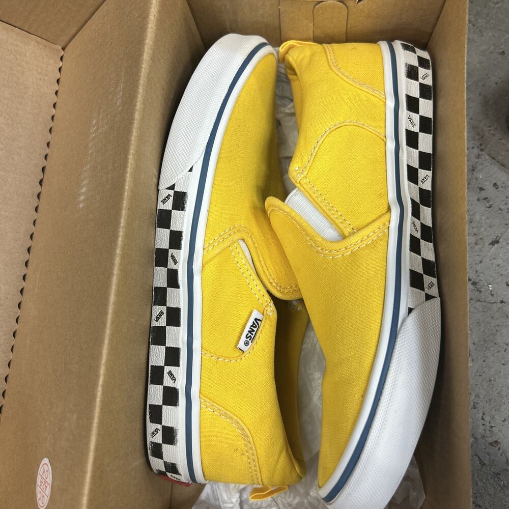 Vans Solid Yellow Check Sidewall Youth Size 4.5